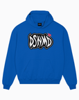 Sudadera Azul con capucha y logo en el pecho, estilo urbano